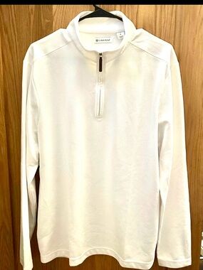 Cubavera White Ribbed-Quarter Zip